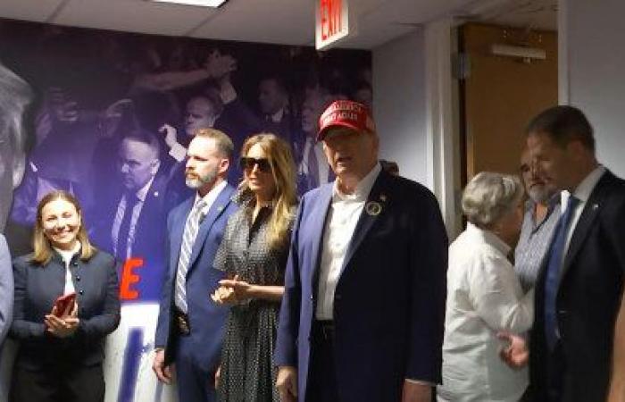 Melania Trump joins Donald at campaign headquarters on Election Day