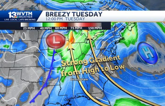 Breezy weather brings a chance of showers into Alabama’s forecast