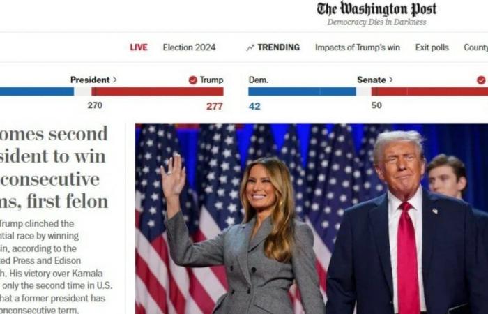 “He becomes the second president re-elected non-consecutively, the first criminal”: this is how the Washington Post announces Trump's victory