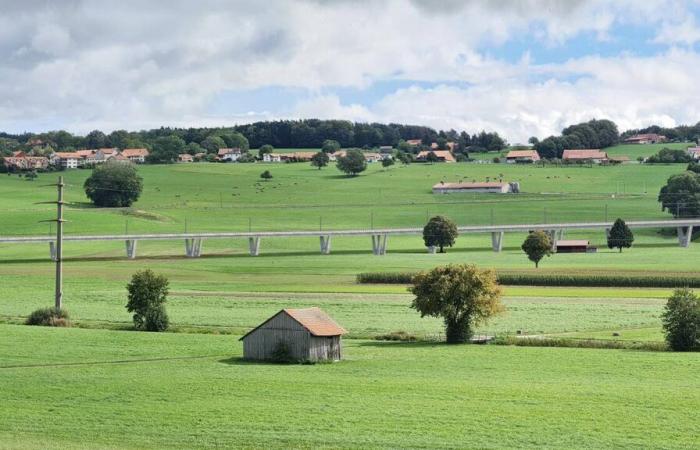 A railway viaduct in the heart of the Friborg countryside