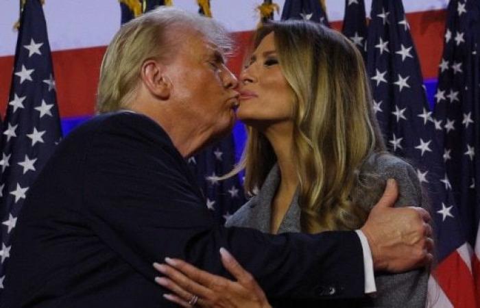 US election results Donald Trump thanks wife Melania with a hug and kiss at Florida victory rally