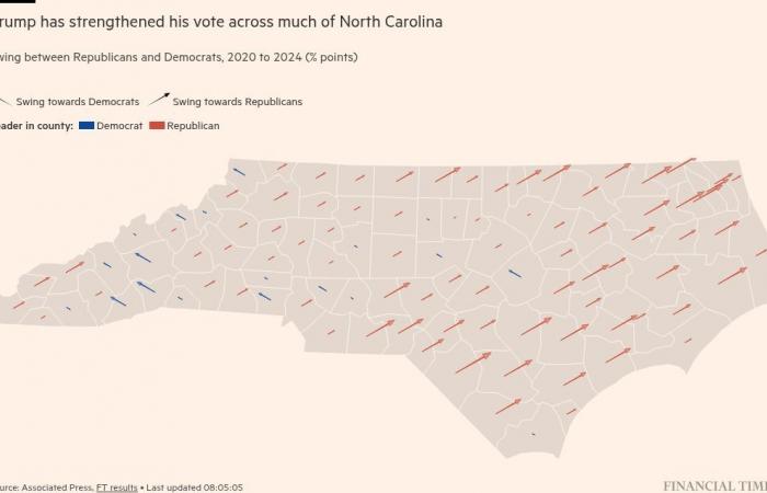 The swing to Trump in maps and charts