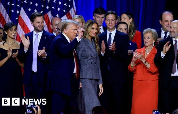 Who was in Trump’s huge victory entourage?