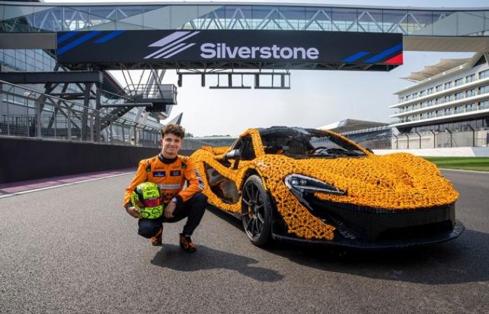 We built the little McLaren P1 out of Lego… while the big one drove on the track