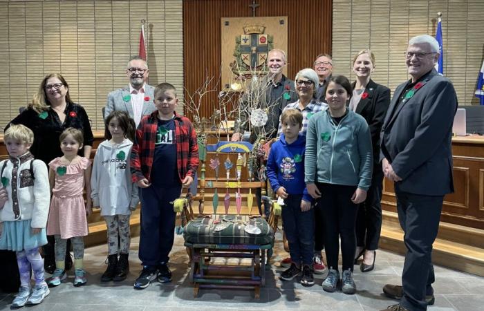 Children take their seats in Waterloo council chambers