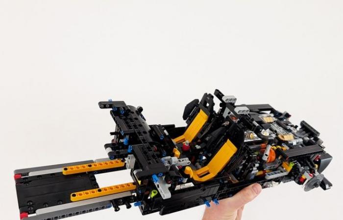 We built the little McLaren P1 out of Lego… while the big one drove on the track