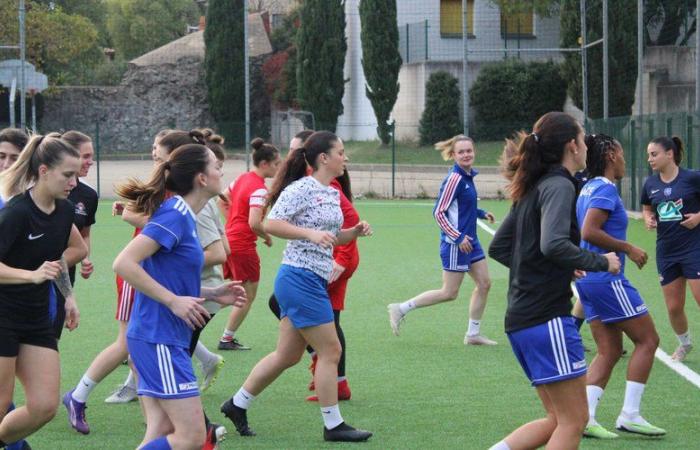 The players of the French police team prepare for their Euro at the Jean-Bouin stadium, in Nîmes