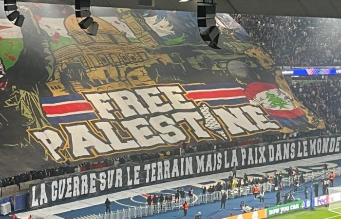 the “Free Palestine” tifo of Parisian supporters