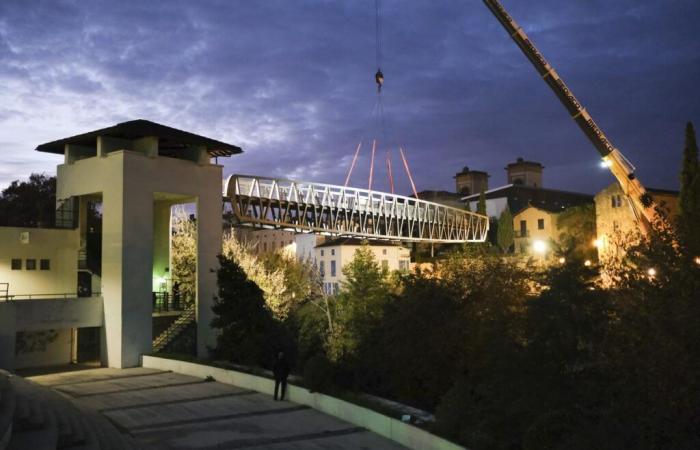 the new museum footbridge has been installed