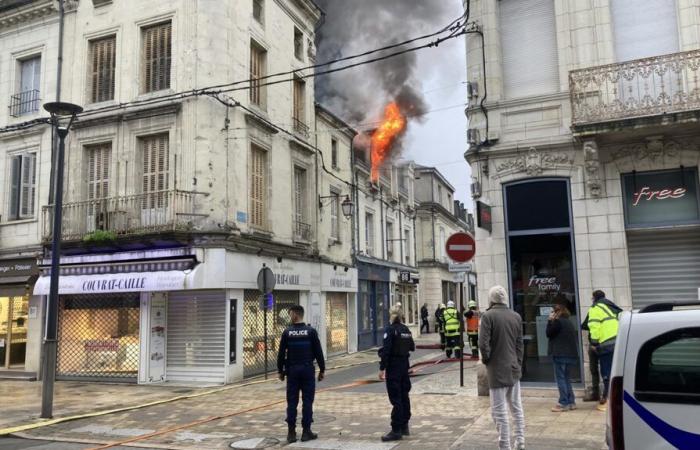 an apartment destroyed by fire in the city center