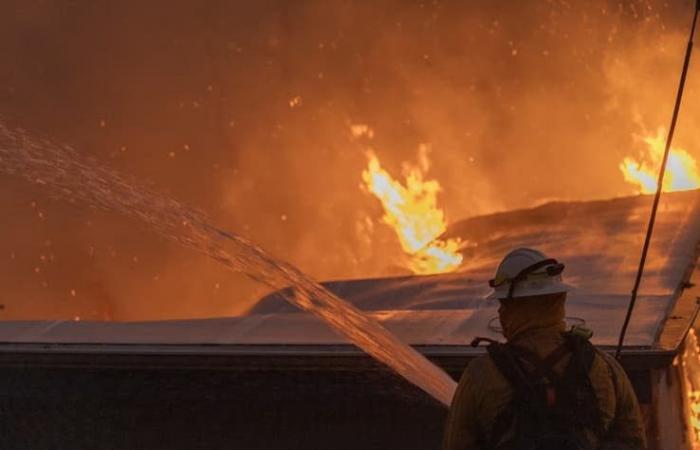 images of the violent fire affecting the suburbs of Los Angeles in California