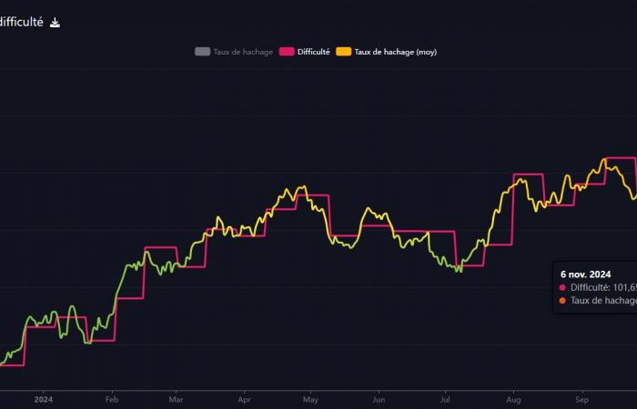 Bitcoin is not only breaking its price records: its mining difficulty also exceeds its ATH!