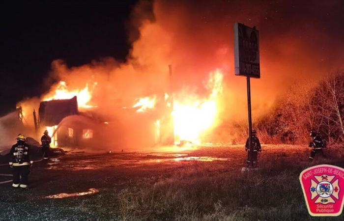 a business destroyed by flames