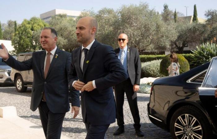 the French Minister of Foreign Affairs, Jean-Noël Barrot, on an official trip to Israel