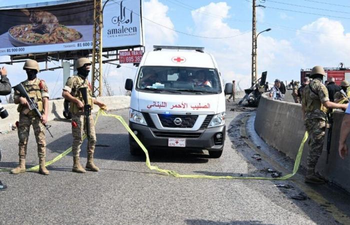 a car targeted by an Israeli strike near Beirut