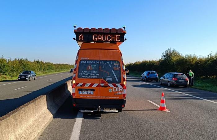 a DIR vehicle hit by a heavy goods vehicle on the A21