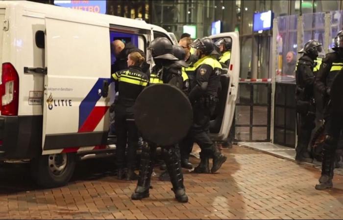 Several injured on the sidelines of a soccer match between Ajax and Maccabi Tel-Aviv in Amsterdam in clashes described as an “explosion of anti-Semitism”