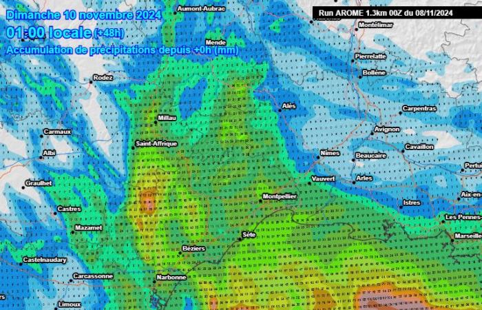 Heavy rain over the next 24 hours near Hérault then a cold drop next week