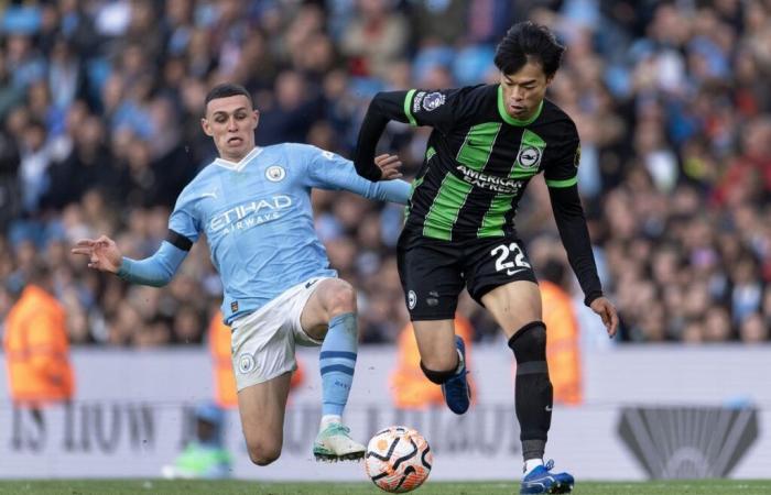 Manchester City and Brighton match broadcast live in the English Premier League