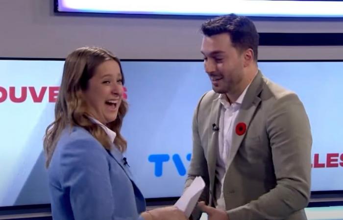 A TVA Nouvelles anchor gets proposed to her live on TV.