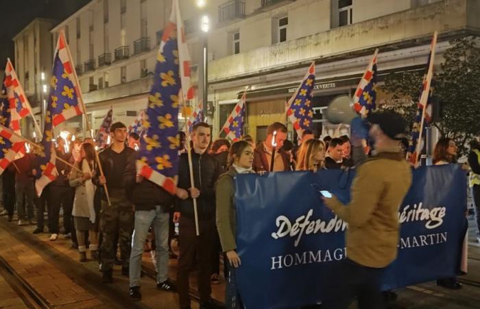 More than a hundred identity activists march in the city center of Tours