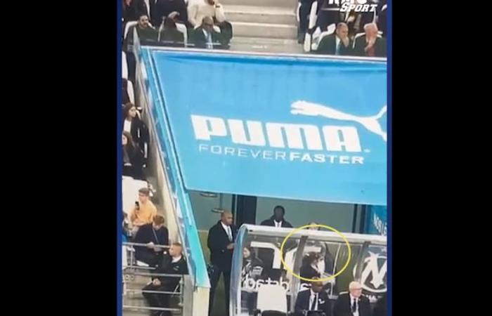 the images of the projectile which hit a DAZN journalist at the Vélodrome