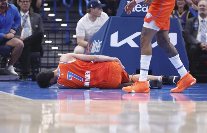 Thunder’s Chet Holmgren suffers hip injury after hard fall vs. Warriors