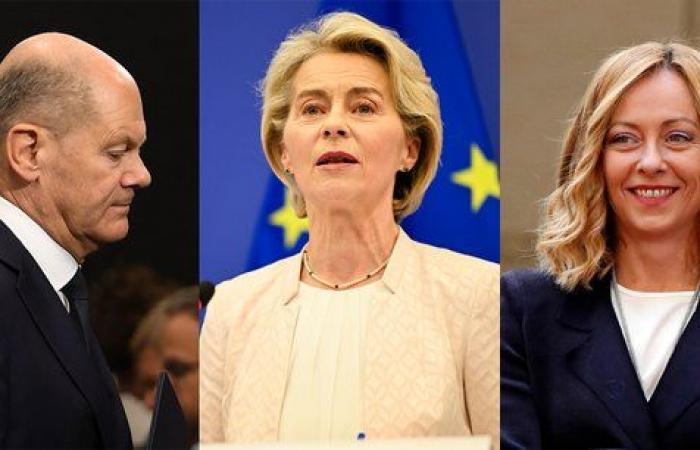 Ursula Von der Leyen, Giorgia Meloni and Olaf Scholz, three opposing visions