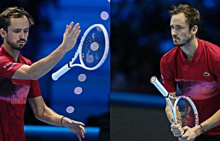 Medvedev’s antics amidst the boos in Turin: shock debut at the ATP Finals. He throws the racket and pretends to respond with the handle