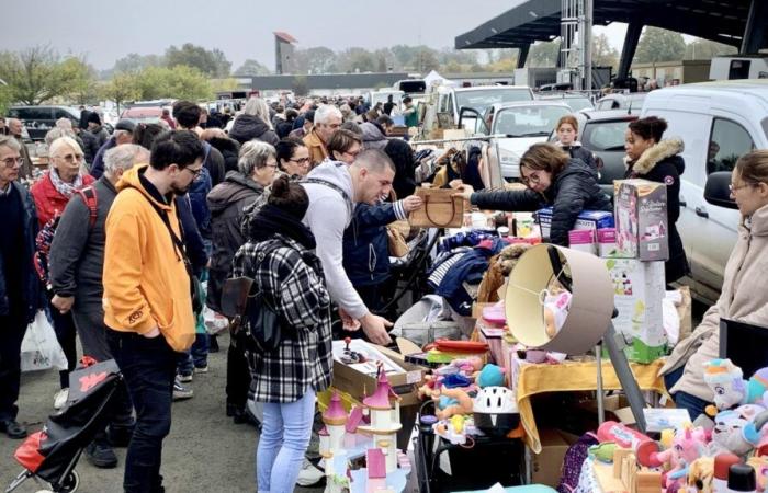 in Parthenay, the big day crowds at the fairgrounds