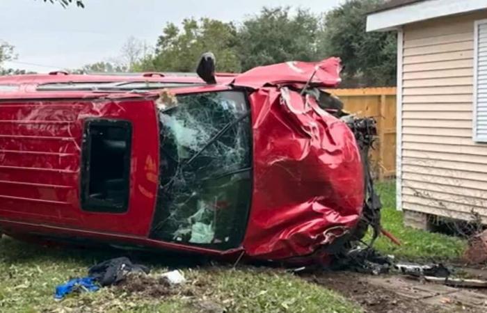 ON VIDEO | A vehicle rolls over on its property and smashes its shed on a Sunday morning