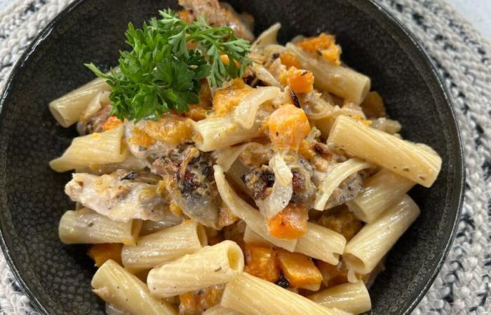 Jonathan Garnier’s creamy roast chicken and squash pasta recipe