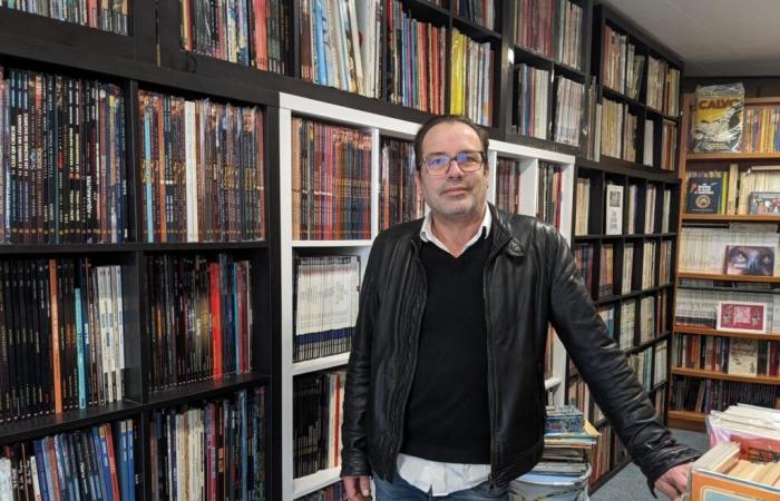 he opens a bookstore to sell his exceptional collection of 26,000 comics, mangas and comics