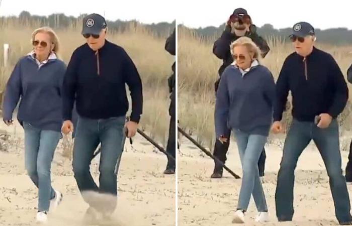 Joe Biden went for a walk on a beach, but it wasn’t easy