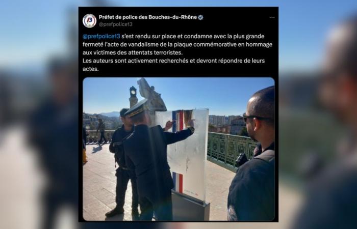 the monument to the victims of the Saint-Charles train station attacks vandalized