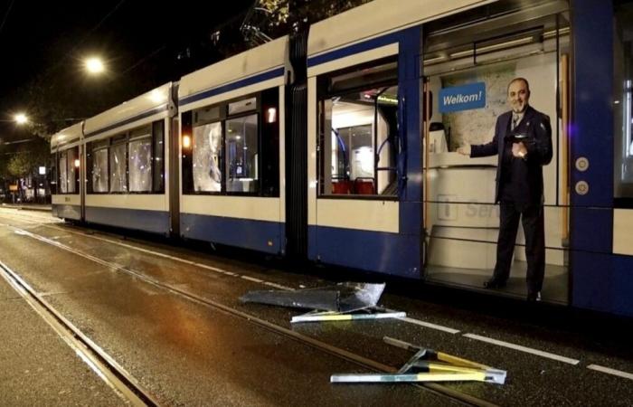 Tram set on fire in Amsterdam as tensions run high