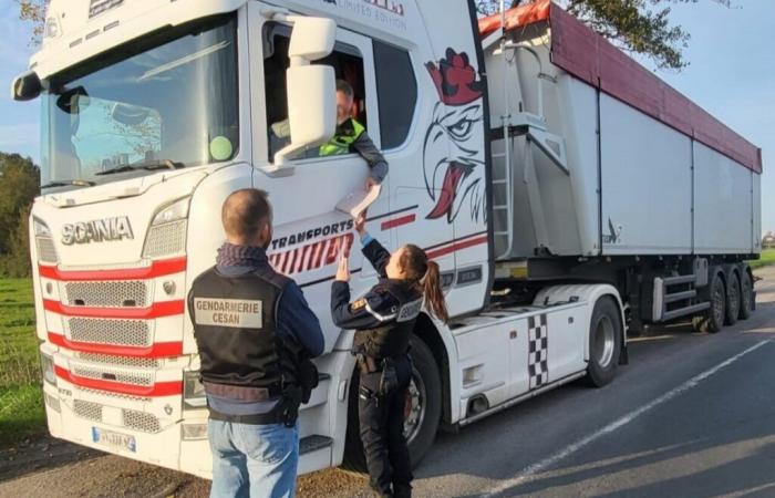 Why did the police check numerous heavy goods vehicles in Calvados for a week?