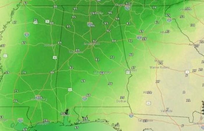 Rain and a few storms on the way to Alabama Wednesday