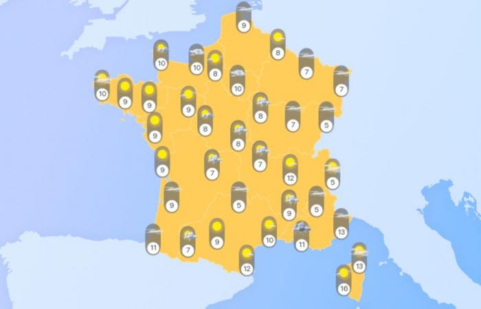 the weather in France predicts thunderstorm alerts, heavy rain and snowfall today