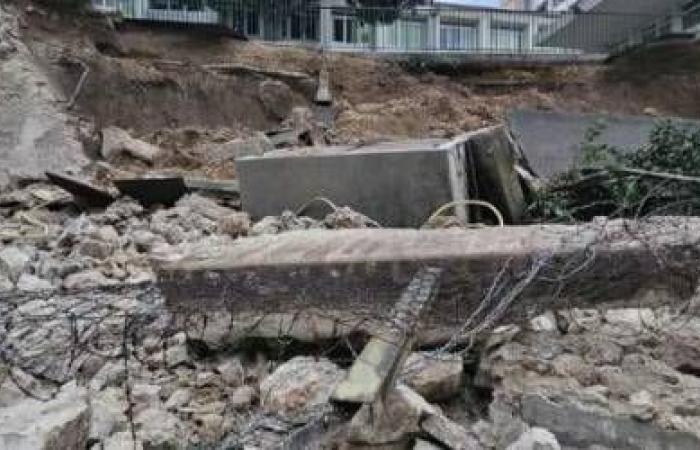 Schoolyard wall collapses