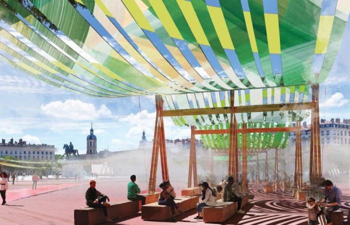 images of the artistic work which will transform Place Bellecour