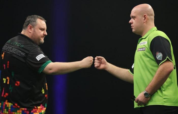 Michael van Gerwen crashes out of the Grand Slam of Darts after losing last-leg decider to Ryan Joyce