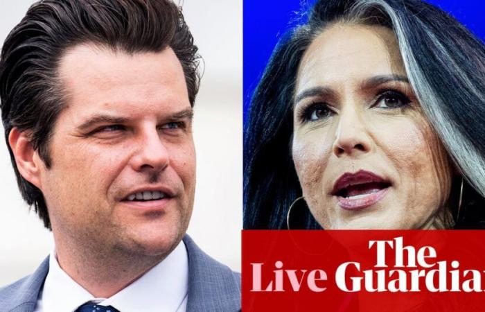 Trump announces Matt Gaetz as attorney general and Tulsi Gabbard for top intelligence post – US politics live | US elections 2024