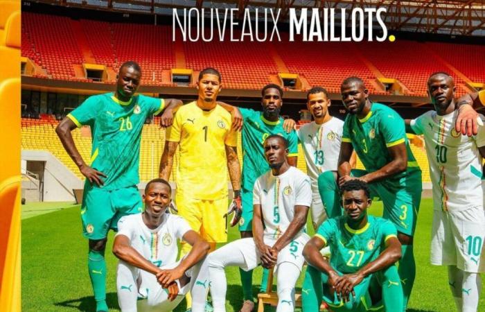 The Lions pose with the new Senegal home and away jerseys for 2025 (Photos)