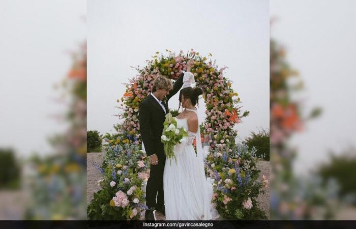 Actor Gavin Casalegno’s Dreamy Wedding On The Hills Of Los Angeles Was Under A Magnificent Floral Arch