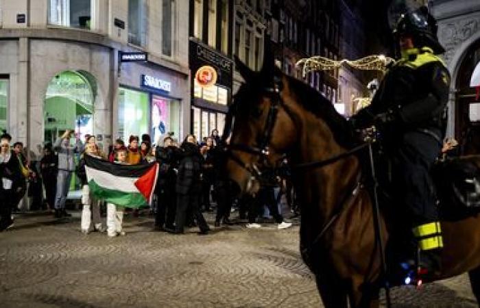 several dozen pro-Palestinian activists arrested during a banned demonstration in Amsterdam