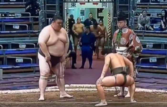 A young sumotori weighing 68 kg manages to beat an opponent 100 kg heavier in a few seconds