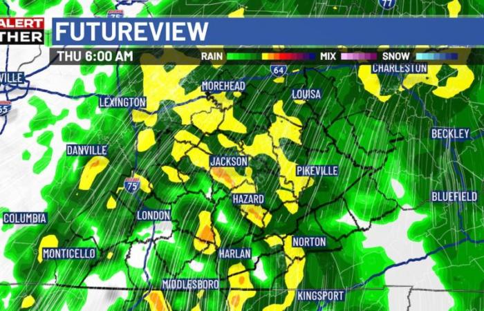 Evening showers continue into a rainy Thursday