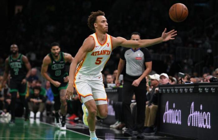 Dyson Daniels scores career-high 28 points, Atlanta Hawks beat Boston Celtics, Allen Iverson steals record