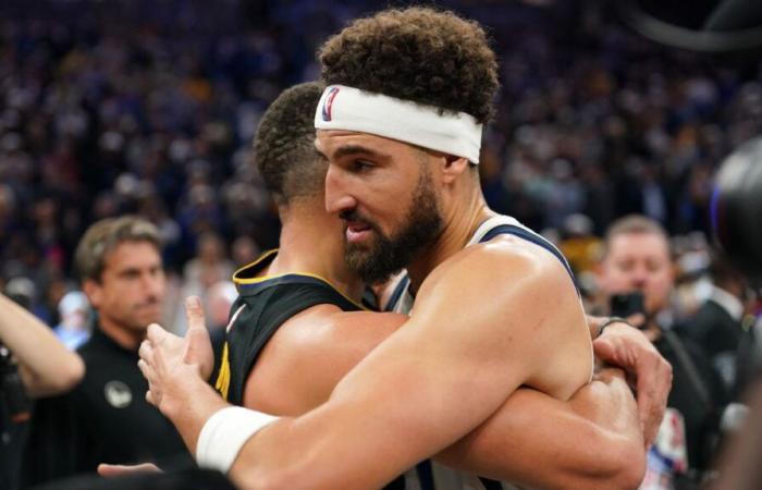 Mavs’ Klay Thompson celebrated by Warriors in Bay Area return